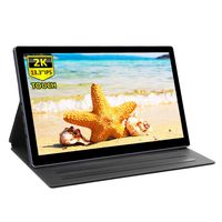 2K Portable Monitor, 13.3" Inch USB-C Touch Computer Display with HDMI Seceond IPS Screen 2560x1440 High Resolution Build in Speakers for Raspberry Pi PS3 PS4 Xbox 360 Laptop Cellphone PC MAC