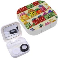 Portable Contact Lens Case Box Travel Kit Mirror + Bottle + Tweezers Container Holder [ Watercolor Canned ]