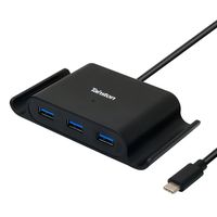 USB C Hub Tainston 3-Port USB C to USB 3.0 Data Hub with Phone Stand Holder for New Type USB C Devices-Black