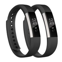 Fundro Replacement Bands Compatible with Fitbit Alta Bands and Alta HR Band, Newest Sport Strap Wristband with Secure Buckle for Women Men Boys Girls, 2- Pack (Small, B Black+Black)