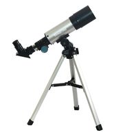 Twin Star 50mm Beginner Compact Refractor Travel Telescope Brand (Telescope with Moon Map, Silver)