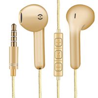 GreenElec Superior Durable Braided Earphones/ Earbuds/ Headphones with Stereo Mio&Remote Control for iPhone iPad iPod Samsung Galaxy HTC and More Android Smartphones with 3.5mm Headphone (Gold)