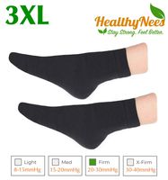 HealthyNees Closed Toe Ankle Plus Size Foot 20-30 mmHg Compression Grade Feet Swelling Energy Circulations Extra Wide Sleeve (Black, Big Ankle 3XL)