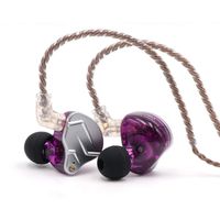Linsoul KZ ZSN Pro Dual Driver 1BA+1DD Hybrid Metal Earphones HiFi in-Ear Monitor with Detachable 2Pin Cable, Zin Alloy Panel (Without Mic, Purple)