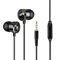 YOOKIE Earphones with Microphone in-Ear Crystal Noise Cancelling Headphones Earbuds for iPhone Samsung Smartphones Tablets Laptops Durable Cable Powerful Heavy Deep Bass (Black)