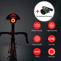 USB Rechargeable Bicycle Tail Light, Super Bright Led Bike Bicycle Rear Light Automatic on/Off, Brake Induction, IPX6 Waterproof, Red high-Intensity LED Bicycle Light with Seat Post Mounting Bracket