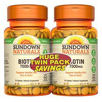 Sundown Biotin 7500mcg 75 + 75 Twin Pack, 150 Count