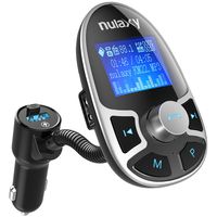 Nulaxy Bluetooth Car FM Transmitter Wireless Audio Adapter Receiver Handsfree Voltmeter Car Kit TF Card AUX USB 1.44 Display On/Off Button EQ Folder Play Mode - KM22 Silver