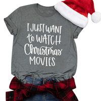 Winsummer Christmas Movie T-Shirt Women Christmas Shirt Funny Cute Graphic T-Shirt Short Sleeve Tees Tops T Shirt