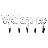 Comfify Welcome Aluminium Key Holder for Wall - Metal Key Hooks - Wall Mounted Key Hanger - Key Organizer Key Chain Hooks - Decorative Entryway Organization - Key Rack with 5 Hooks - 10.5"x4.5"
