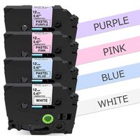 AKEN 12mm P-Touch Label Tape Replacements for Brother P-Touch Label Maker PT-D210 PT-D400 PT-H110 PT-D200 PT-D600 TZe-231 TZe-MQ531 TZe-MQF31 TZe-MQE31 White Pink Purple Blue 1/2 26.2 Feet 4-Pack