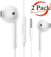 zsohuam 2 Pack Earphones with Microphone Volume Control, Earbuds Headphones Headsets Noise Isolating Deep Bass 3.5mm Plug Compatible with Most Smartphones.Tablets.Laptops(White 2pack)