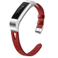 OenFoto Bands Compatible Fitbit Alta/Alta HR/Ace, Adjustable Classic Genuine Leather Wristband Replacement Watch Band Strap Accessory Bracelet for Fitbit Alta/Alta HR/Ace Smart Watch,Large Red