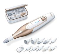 Beurer 14-piece Professional Manicure & Pedicure Nail Drill Kit | CORDLESS & USB RECHARGEABLE| 10 Attachments, 3 Speeds | Electric Nail File Set, Nails Care Tools, For Foot/Hand | StorageCase, MP64