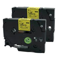 QPMY 2 Pack Compatible for Brother P-Touch Laminated TZe TZ Label Tape Cartridge 9mm x 8m (TZe-621 Black on Yellow)