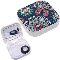 Portable Contact Lens Case Box Travel Kit Mirror + Bottle + Tweezers Container Holder [ Vintage Decorative Elements ]
