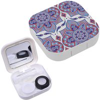 Portable Contact Lens Case Box Travel Kit Mirror + Bottle + Tweezers Container Holder [ Floral Indian Paisley ]