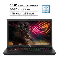 2019 ASUS ROG Strix 15.6 Inch FHD 1080P Gaming Laptop (8th Gen Inter 6-Cores i7-8750H up to 4.1GHz, 32GB DDR4 RAM, 1TB SSD (Boot) + 2TB HDD, NVIDIA GeForce GTX 1050 Ti 4GB, Backlit KB, Windows 10)
