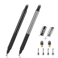 DIGIROOT Universal Stylus,[2-in-1] Disc Capacitive Stylus Pen Touch Screen Pens for All Touch Screens Cell Phones, Tablets, Laptops with 6 Replacement Tips - (Black/Grey)