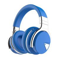 COWIN E7 Active Noise Cancelling Headphones Bluetooth Headphones with Microphone Deep Bass Wireless Headphones Over Ear, Comfortable Protein Earpads, 30 Hours Playtime for Travel/Work, Blue
