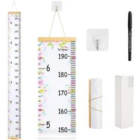 Smlper Growth Chart for Kids,Roll-up Height Chart for Boys Girls,Wood Frame Fabric Canvas Height Measurement Ruler for Kids Nursery Room,Removable Wall Decor 79"x7.9"