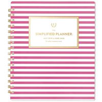 Simplified 2019-2020 Academic Year Weekly & Monthly Planner, Medium, 7" x 9", Pink Stripe (EL201-805A)