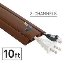 UT Wire Neoprene 3-Channel Cord Protector & Cable Management Concealer - 10FT Long - Brown