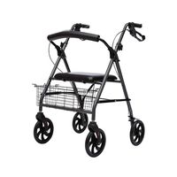 EGCLJ Aluminum Alloy Elderly Standard Rollator Walker with Seat Handbrake, Height Adjustable Medical Handrail Assist Walking Aid for Seniors - One-Click Folding