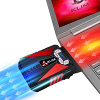 KLIM Cool Laptop Cooler Fan - Innovative Portable Cooling Design with Display - External Gaming Cooler - High Performance Ventilation - USB Cooling Pad - Quiet Air Vacuum - Reduce Heat - Red