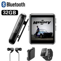 32GB Clip MP3 Player with Bluetooth, Sports Watch MP3 Player with Touch Screen, Mini MP3 Player with Headphones,Voice Recorder,E-Book,Video Play,HiFi Lossless Sound Music Player for Running, 1.5 Inch