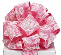 Burton & Burton 9732036 Rose on Pink Linen Wired Ribbon Childrens Party Activities