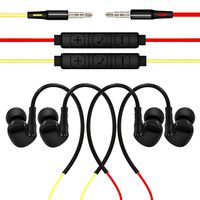 Masumark Sport Headphones, in Ear Noise Isolating Sweatproof Running Headphones Earphones with Microphone Wired Stereo Workout Earbuds for iPod iPhone iPad MP3 Tablet PC Smartphones (Yellow&Red)