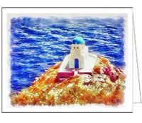 Church of 7 Martyrs - Kastro - Sifnos Greece - Set of 6 Blank Notecards by DoggyLips.Com