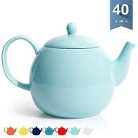 Sweese 220.102 Porcelain Teapot, 40 Ounce Tea Pot - Large Enough for 5 Cups, Turquoise