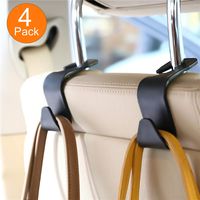 FJCTER Car Vehicle Headrest Hooks with 44 LB Load Capacity Durable Back Seat Hangers with Intimate Design Portable Organizer Holder for Handbag Purse Cloth Grocery (4 Pack)