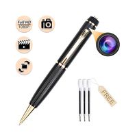 Spy Hidden Pen Camera,Clip On Body Camera HD 1080P Mini Portable Pocket Cam with 3 Ink Refills for Business and Conference