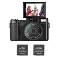 Andoer Vlogging Camera Digital Camera, R1 1080P 15fps Full HD 24MP 3.0" Flip Screen Camcorder Anti-Shake 4X Digital Zoom Retractable Flashlight w/UV Filter 2pcs Li-ion Batteries