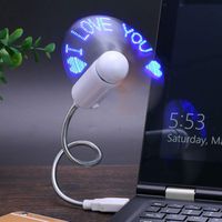 Adarl Flexible Gooseneck Mini USB Fan with LED Words I Love You, Random Angle Rotation Folding for PC Laptop Notebook Desktop,Luxury Blue