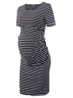 Liu & Qu Women's Ruched Maternity Bodycon Dress Mama Causual Short Sleeve Wrap Dresses