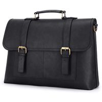ECOSUSI Briefcases for Men Messenger Bag 15.6 Inch Laptop Bag Slim Briefcase Water Resistance Vintage Satchel Bag Black