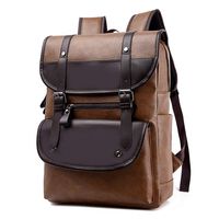 Men Backpack Travel Casual School Backpacks Vintage Faux Leather Large Capacity Multifunctional Business Laptop Backpack for Boys & Students,Khaki