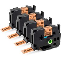 4 Pack TZe-B41 3/4'' Black on Fluorescent Orange Laminated TZ Label Tape Compatible with Brother P-Touch, PTD210 PTH110 PTD400AD PTD600, 3/4 Inch x 16.4 Feet