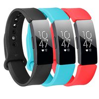 Baaletc Bands Compatible with Fitbit Inspire Hr&Inspire&Ace 2 Accessories Band Sport Strap Inspire Hr Bands for Women(Black/Cyan/Red 3Pack Large)