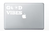 Good Vibes Peace Sign Daisy Quote (White) Vinyl Decal Stickers for MacBook