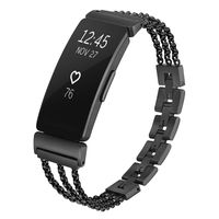 fastgo Compatible with Fitbit Inspire HR Bands/Fitbit Inspire Band, Adjustable Stainless Steel Replacement Wristbands Classy Dressy Bracelet Heart Rate Inspire Strap for Women Girls (Black)