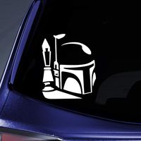 Bargain Max Decals - Boba Fett Helmet Sticker Decal Notebook Car Laptop 5" (White)