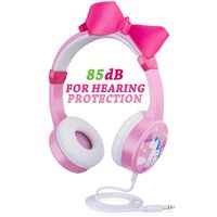 Kids Wired Headphones, 85dB Volume Limited Adjustable Girls Unicorn Over Ear Headsets 3.5mm Jack for Toddler with Shareport Hearing Protection 2~10 Childrens Gifts with Cellphone ipad Tablet-Pink
