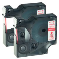 GREENCYCLE 2PK Adhesive Red on Clear Label Tape Compatible for Dymo D1 45012 1/2 Inch LabelManager 280 Labeling Maker (2PK 45012)