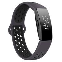 DYKEISS Compatible with Fitbit Inspire HR Fitness Tracker Sport Band, Soft Silicone Replacement Accessory Women Men Breathable Wristband Strap, Gray/Black, Small