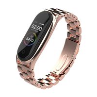 Mijobs Replacement Strap Compatible with Xiaomi Mi Band 3, Stainless Steel Replacement Band Metal Bracelet Wristband Accessories for Xiaom Mi Band 4 Strap (Rose Gold)